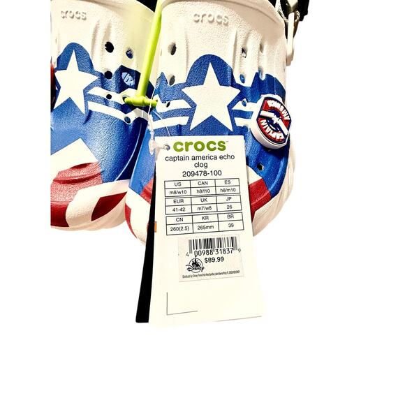 Crocs x Marvel Captain America Echo Clog Sz M8/W10 NWT Sold Out Limited Edition - Picture 6 of 10